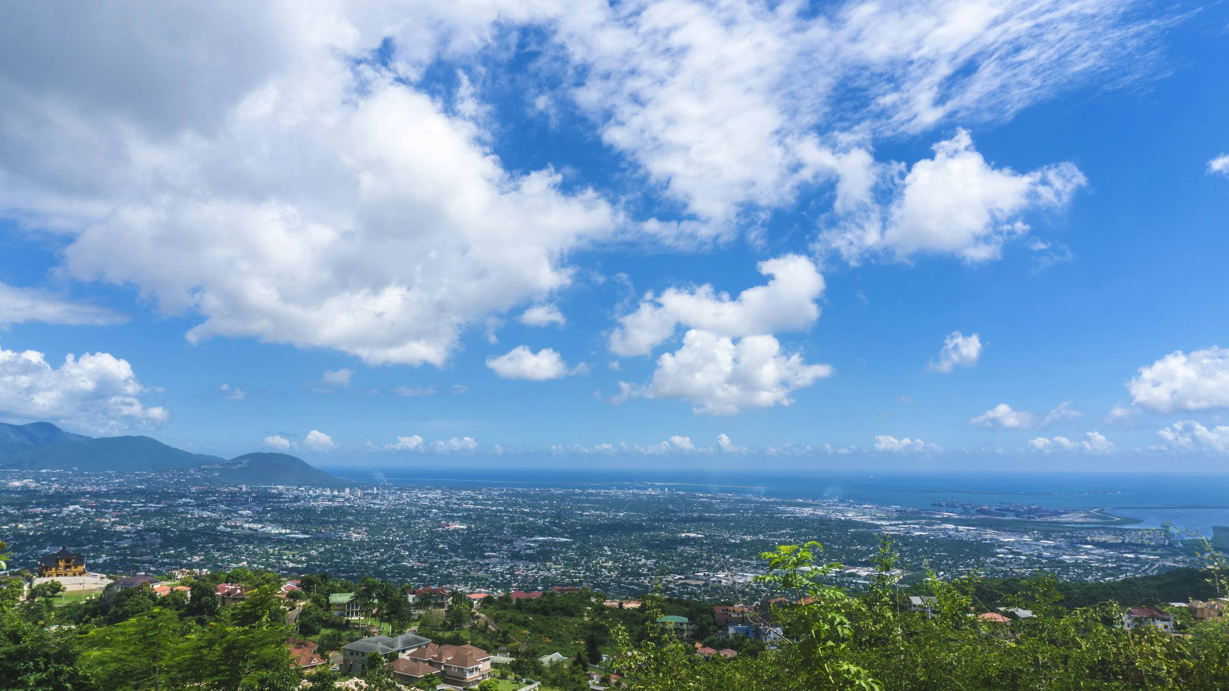 Kingston and its harbour seen from the hills above the city